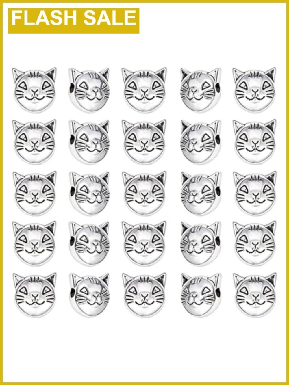 100pc Cat Spacer Beads 8mm Tibetan Alloy Metal Charms for DIY Jewelry Making